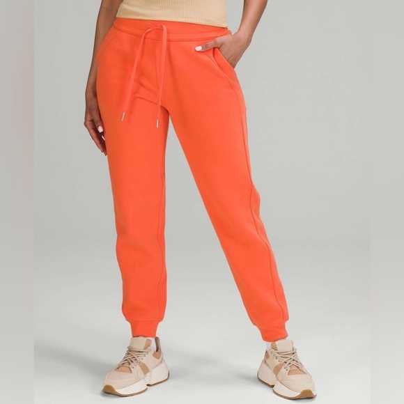 Lululemon High Rise Scuba Orange Joggers sz 14
